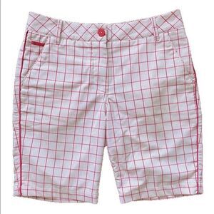 Puma Golf Bermuda Short - 6 pink /white plaid , polyester spandex, never…